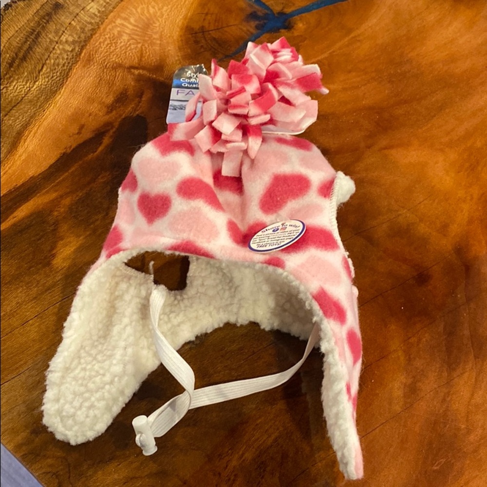 Fashion Pet Pink Heart Hat with Pom M/L